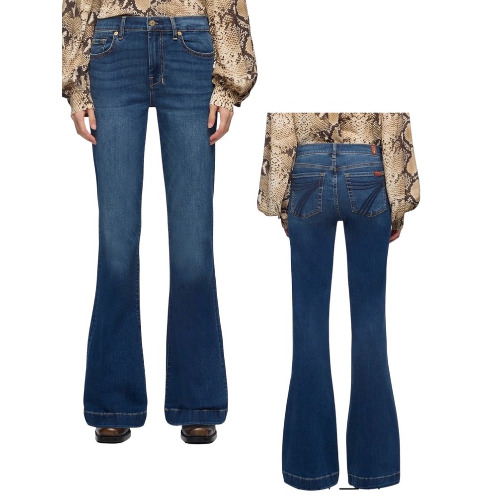 7 For All Mankind DOJO Slim Illusion Wide Leg Jeans in Medium Melrose, Size 30